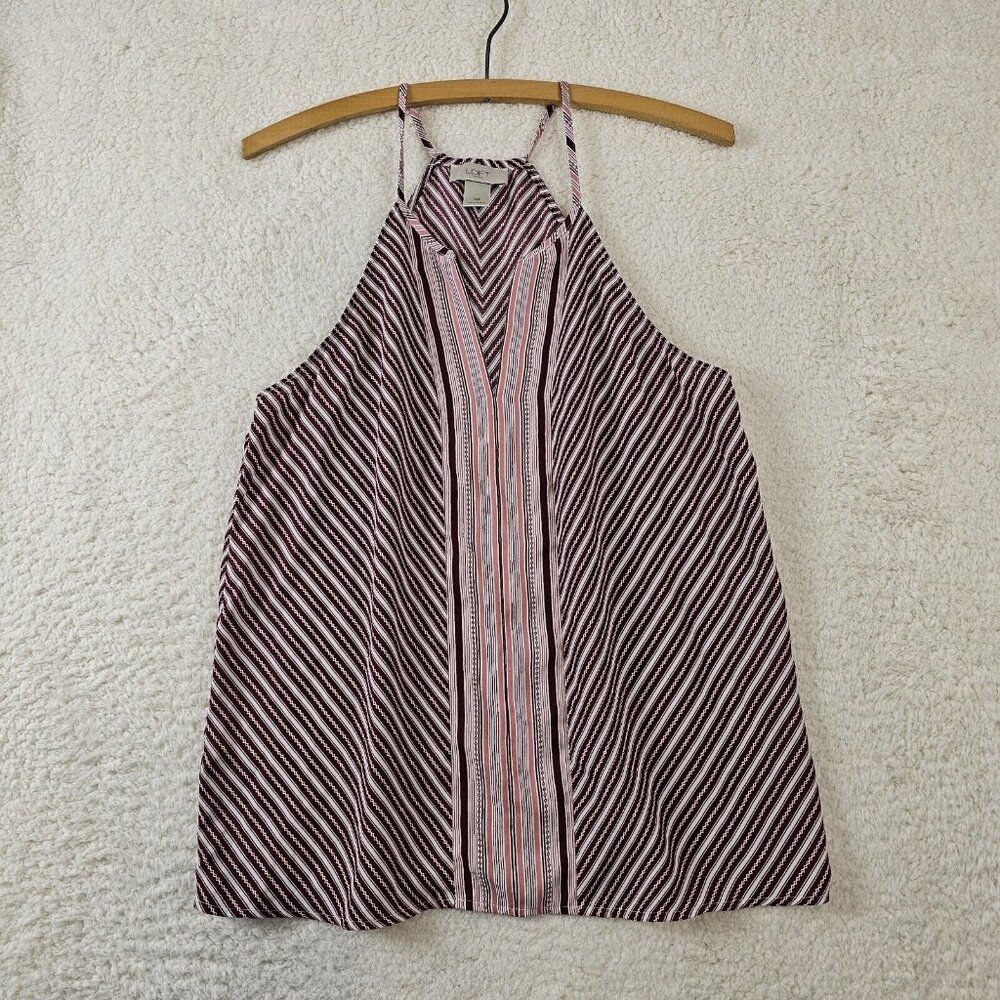 Ann Taylor‎ LOFT Tank Top Women's XS Spaghetti Strap Racerback Striped Red Pink